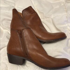 Lucky Brand Brown Ankle Booties with Side Zipper